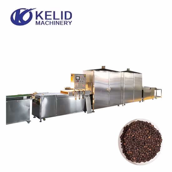 CE Automático PLC Industrial Túnel Contínuo Correia Transportadora Alimentos Nozes Condimentos Especiarias Folhas de Chá Secagem Esterilização Microondas Máquina Secadora