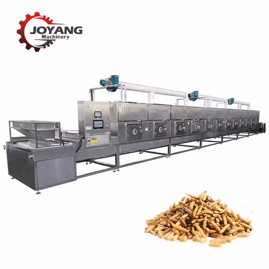 Equipamento de esterilização de secador de micro-ondas de túnel transportador industrial Soldado Negro Fly Bsf Larva Larvas Tenebrio Molitor Máquina de secagem